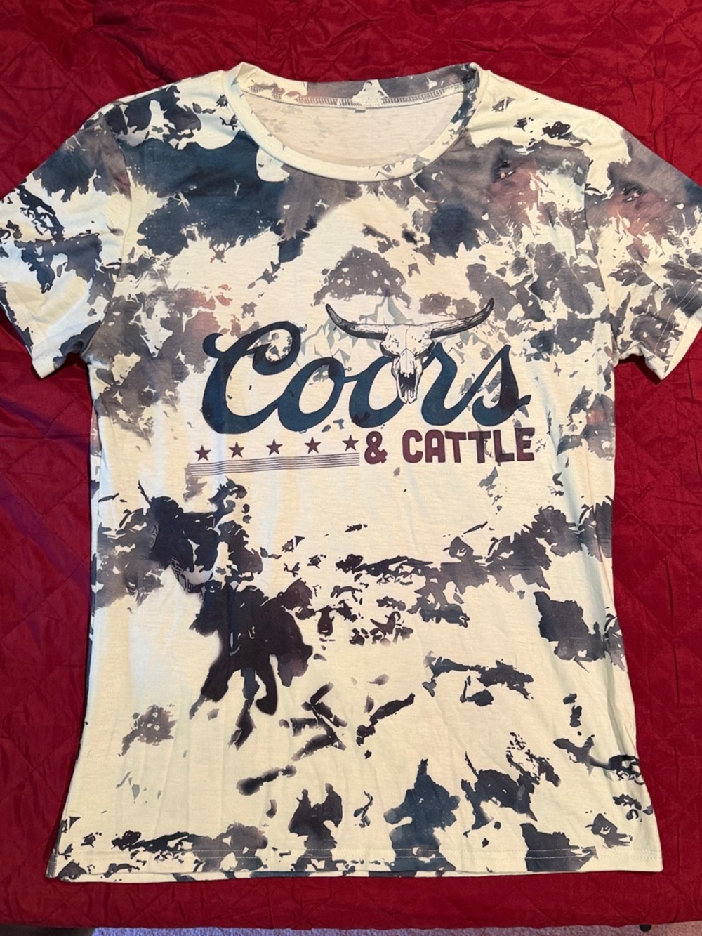 Coors & Cattle Women’s Tee - White & Black & Blue